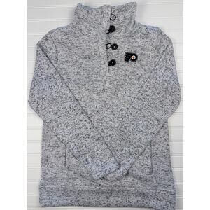 Philadelphia Flyers Womens Pullover Sweater Gray NHL Button Neck Fleece Size M